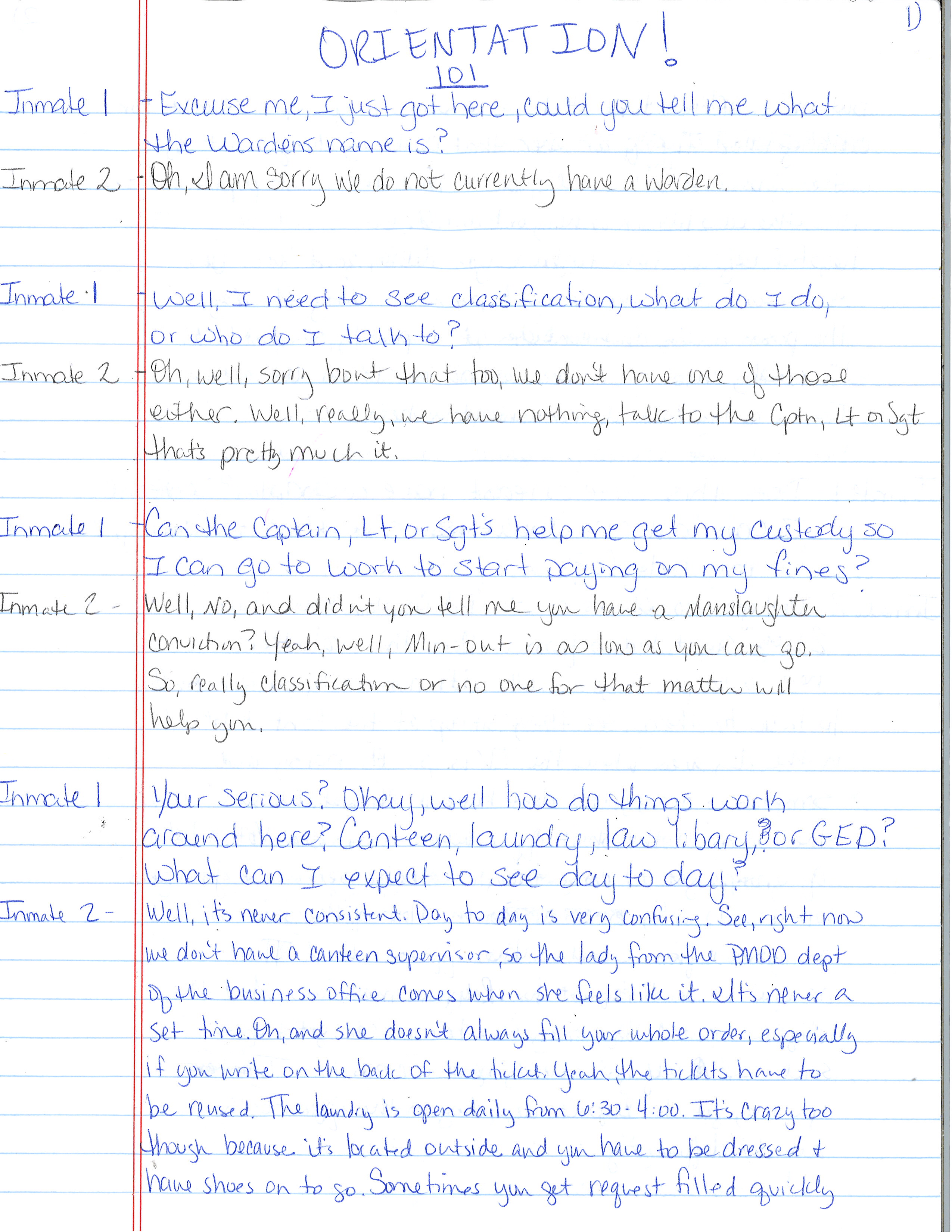 Orientation 101 at Montgomery Women's Facility